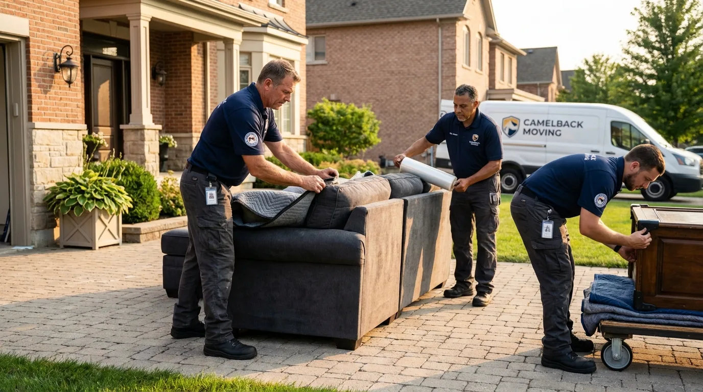 Large estate moving crew wrapping furniture in Alamo, TX